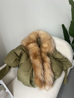 Large Real Silver Fox Fur Collar with Knit Sleeve Winter Women Coa 6